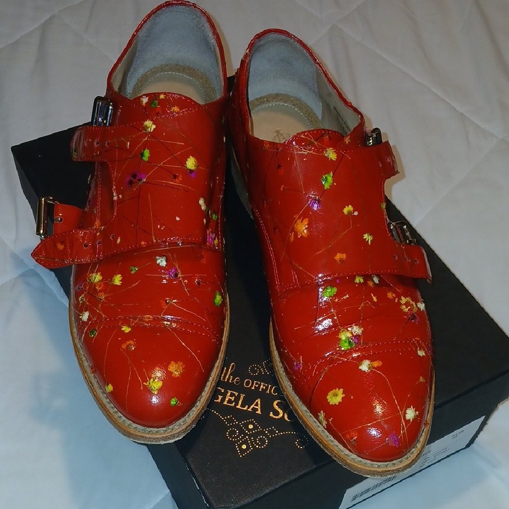 Angela Scott Red Floral Women's Loafers